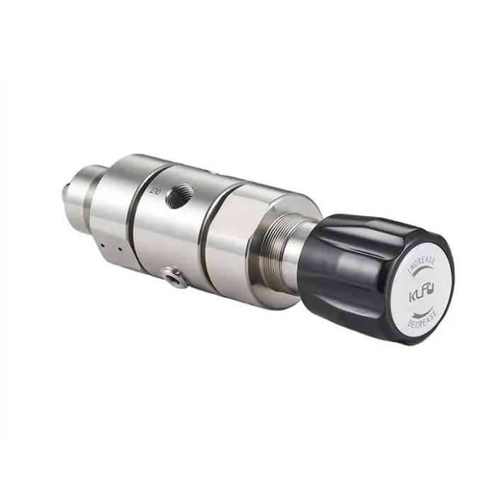 High Purity 316L Stainless Steel Gas Regulator Dual Stage Small Flow Low Pressure Without Dial