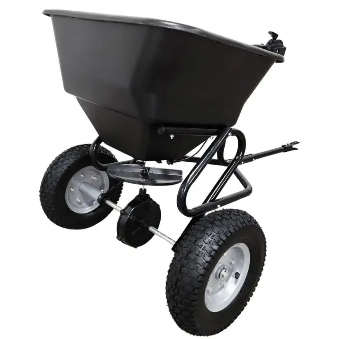 TC2414 Tow-Behind Broadcast Spreader, Tow Behind Seed Fertilizer Spreader for Farm, Lawn, Garden, with 5.00-6 Pneumatic Wheel
