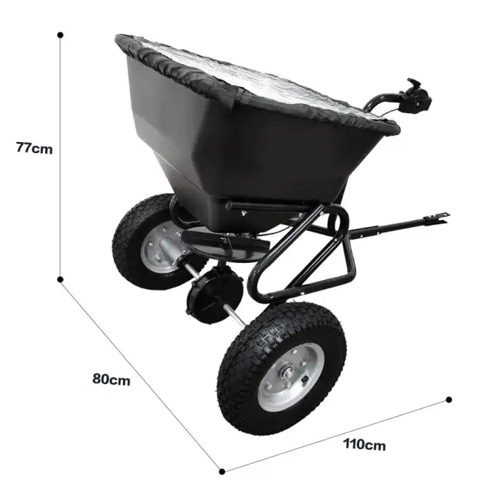 TC2414 Tow-Behind Broadcast Spreader, Tow Behind Seed Fertilizer Spreader for Farm, Lawn, Garden, with 5.00-6 Pneumatic Wheel