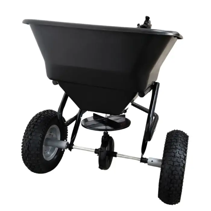 TC2414 Tow-Behind Broadcast Spreader, Tow Behind Seed Fertilizer Spreader for Farm, Lawn, Garden, with 5.00-6 Pneumatic Wheel
