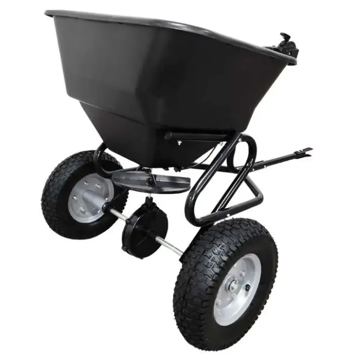 TC2414 Tow-Behind Broadcast Spreader, Tow Behind Seed Fertilizer Spreader for Farm, Lawn, Garden, with 5.00-6 Pneumatic Wheel