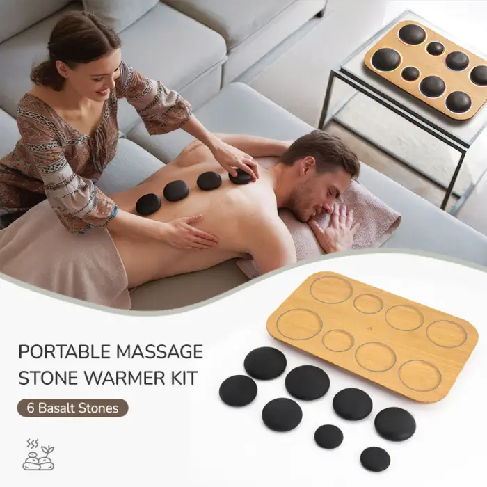 Electric Spa Stones Massager and Heater Kit Heated Stone Therapy Massager Spa Set