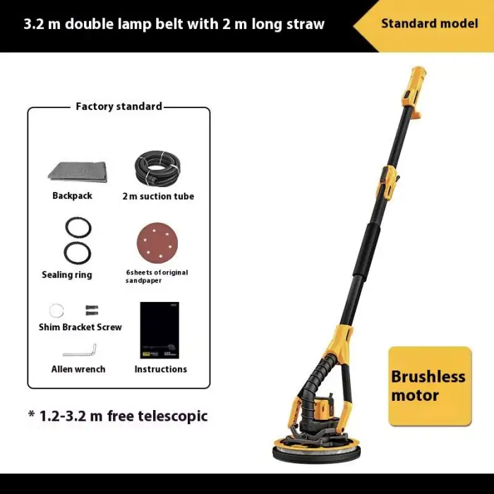 Brushless Electric Double Lamp Belt Wall Polishing Machine Long Rod Sandpaper Grinder with Putty 220V Grinding Sander Machine