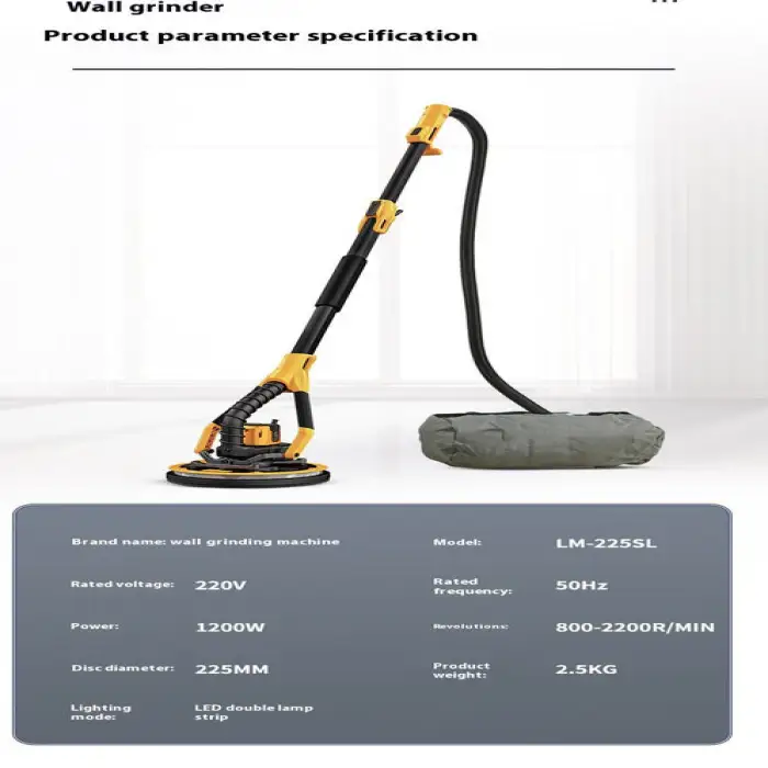 Brushless Electric Double Lamp Belt Wall Polishing Machine Long Rod Sandpaper Grinder with Putty 220V Grinding Sander Machine