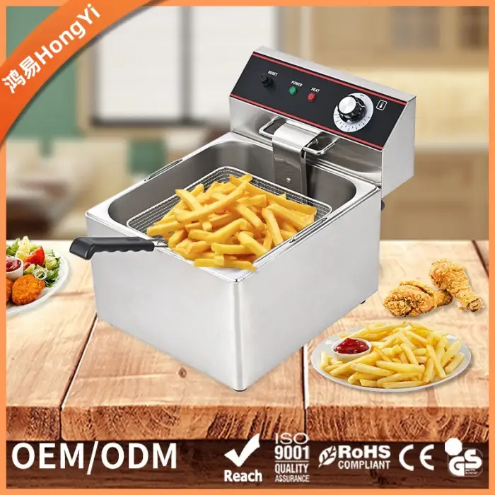 Commercial Stainless Steel Deep Fryer for French Fries and Potato Chips Electric or Gas Source