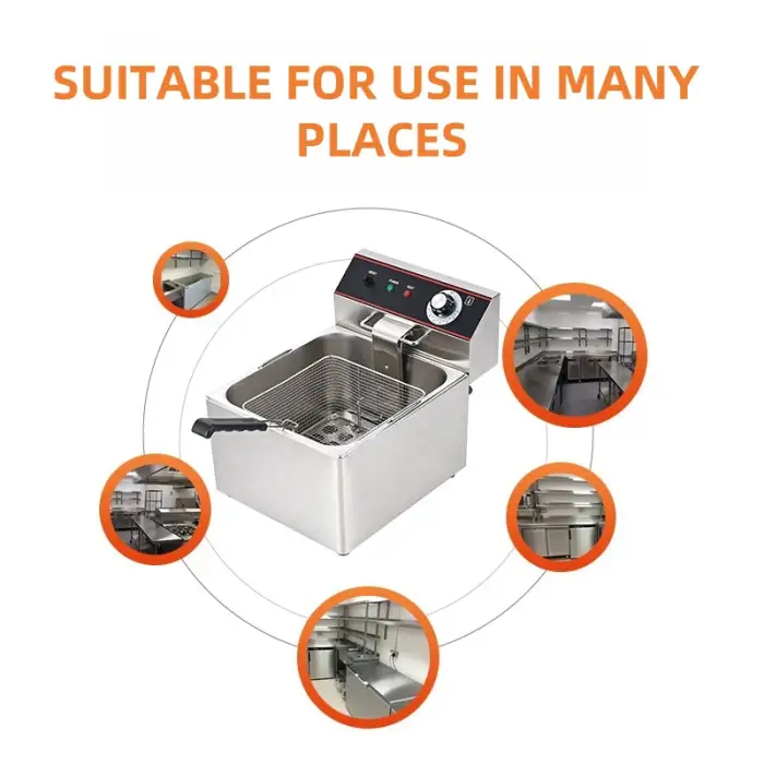 Commercial Stainless Steel Deep Fryer for French Fries and Potato Chips Electric or Gas Source