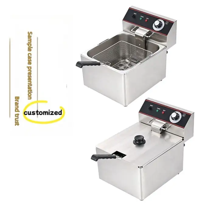 Commercial Stainless Steel Deep Fryer for French Fries and Potato Chips Electric or Gas Source
