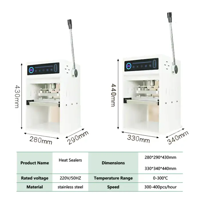Customized Semi-Automatic Stainless Steel Tray Sealer Electric Manual Heat Sealing Machine for Aluminum Foil Lids Cans Packaging
