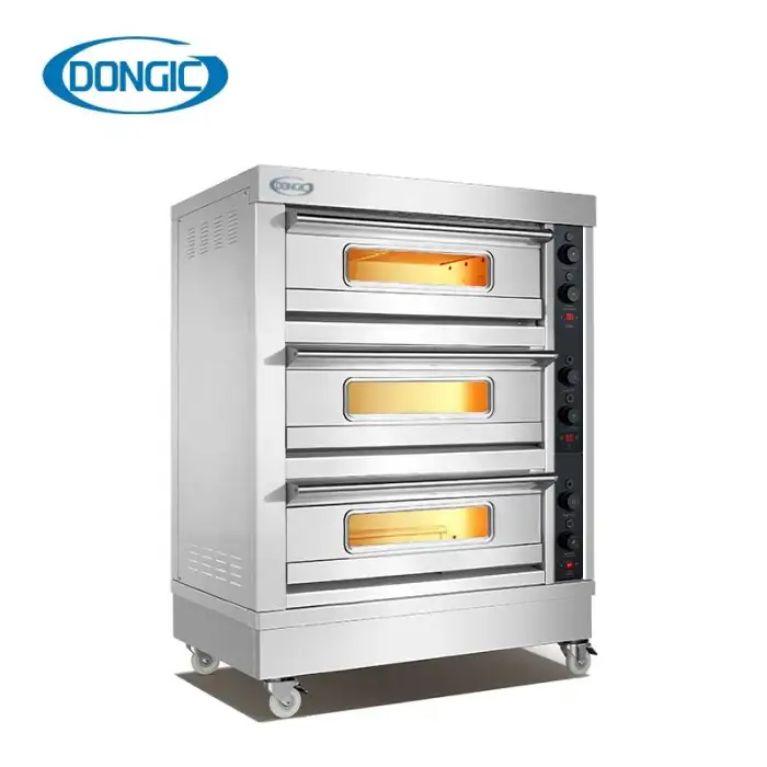 Stainless Steel Commercial Kitchen Cooking Bakery Equipment Baking 3 Deck Electric Bread Toasters Cake Pizza Industrial Oven