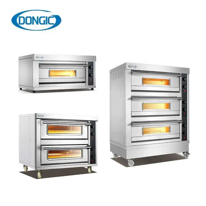 Stainless Steel Commercial Kitchen Cooking Bakery Equipment Baking 3 Deck Electric Bread Toasters Cake Pizza Industrial Oven