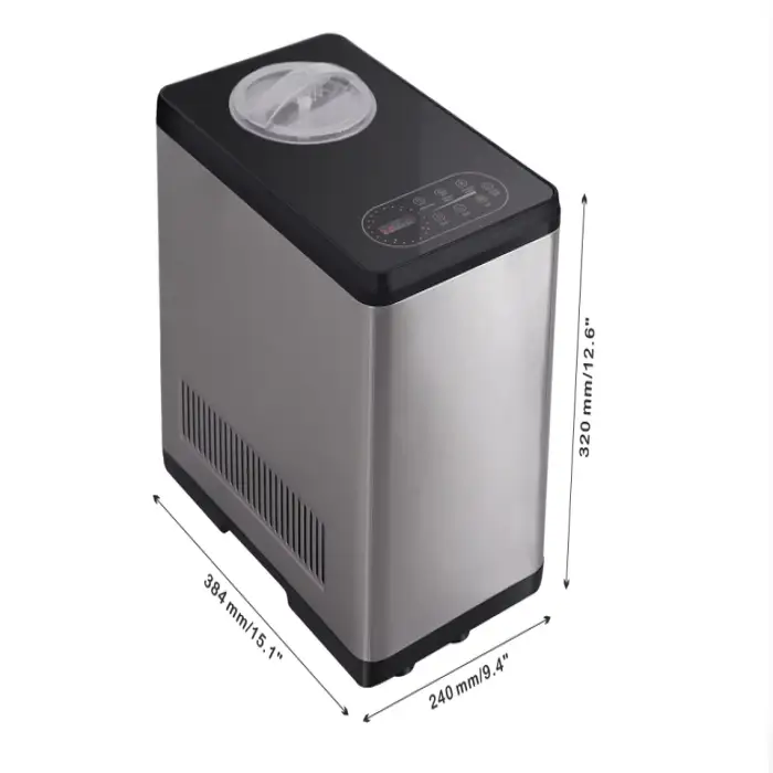 Ice Cream Maker Machine Automatic with LCD Display Electric Gelato Maker No Pre-freezing Stainless Steel