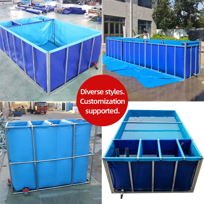Fish tank Plastic Farm Fish Plastic Pond/Fish square Shape Galvanized Pipe Frame /Outdoor Large Farm Equipment Plastic Fish Pond
