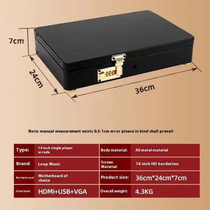 14-Inch Screen Flip Arcade All-In-One Machine Portable Dual Joystick Retro for Coin Pusher Game Console King Fighters Plastic 1