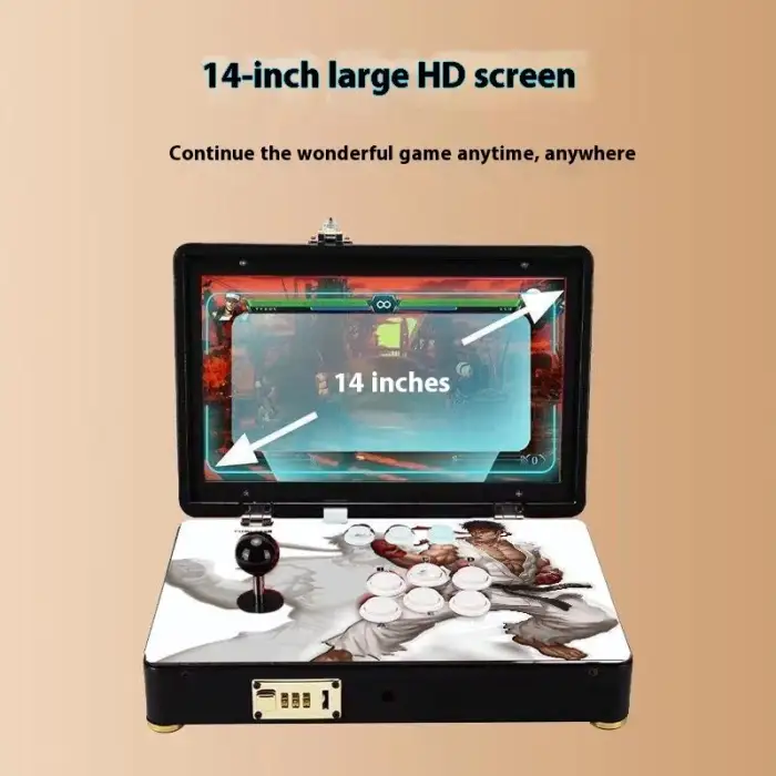 14-Inch Screen Flip Arcade All-In-One Machine Portable Dual Joystick Retro for Coin Pusher Game Console King Fighters Plastic 1