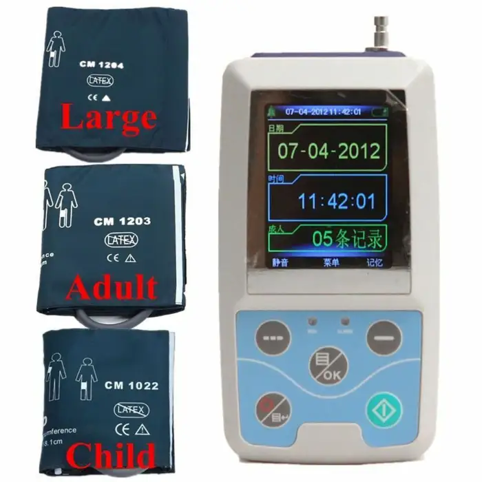 24HR Nibp Holter Monitor Ce Abpm50 Mapa Color Lcd Ambulatory Blood Pressure Monitor Usb Software With 3 Nibp Cuffs