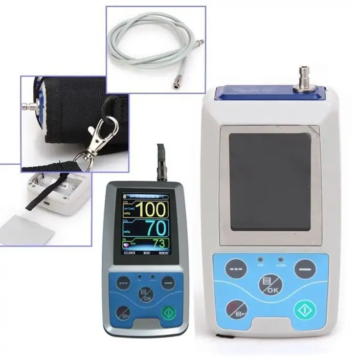 24HR Nibp Holter Monitor Ce Abpm50 Mapa Color Lcd Ambulatory Blood Pressure Monitor Usb Software With 3 Nibp Cuffs