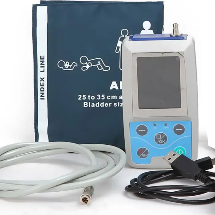 24HR Nibp Holter Monitor Ce Abpm50 Mapa Color Lcd Ambulatory Blood Pressure Monitor Usb Software With 3 Nibp Cuffs