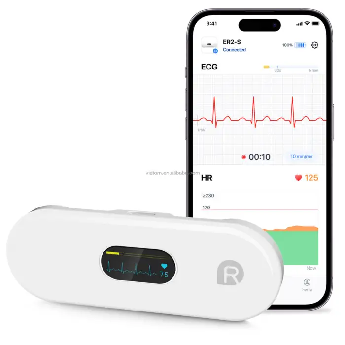 Pocket ECG Monitor Ai Analysis Unlimited Storage and Share Report Wireless ECG Holter Monitor EKG