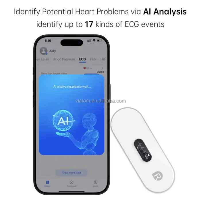 Pocket ECG Monitor Ai Analysis Unlimited Storage and Share Report Wireless ECG Holter Monitor EKG