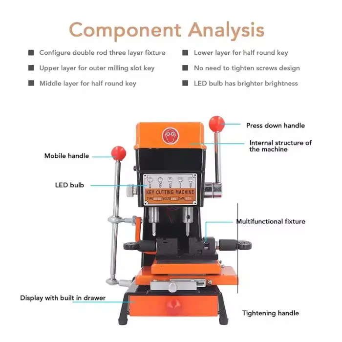 368A Full Set Car Key Cutting Clone Duplicating Machine Key Copying Locksmith Tools PLC Core 220V Metal Metallurgy Machinery