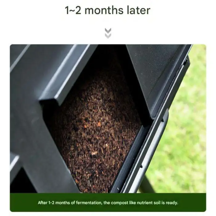 T0925 160L Garden Kitchen Food Waste Compost Bin Plastic Fertilizer Compost Making Machines Gallon Black Outdoor Tumbling