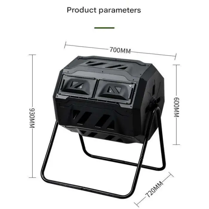 T0925 160L Garden Kitchen Food Waste Compost Bin Plastic Fertilizer Compost Making Machines Gallon Black Outdoor Tumbling