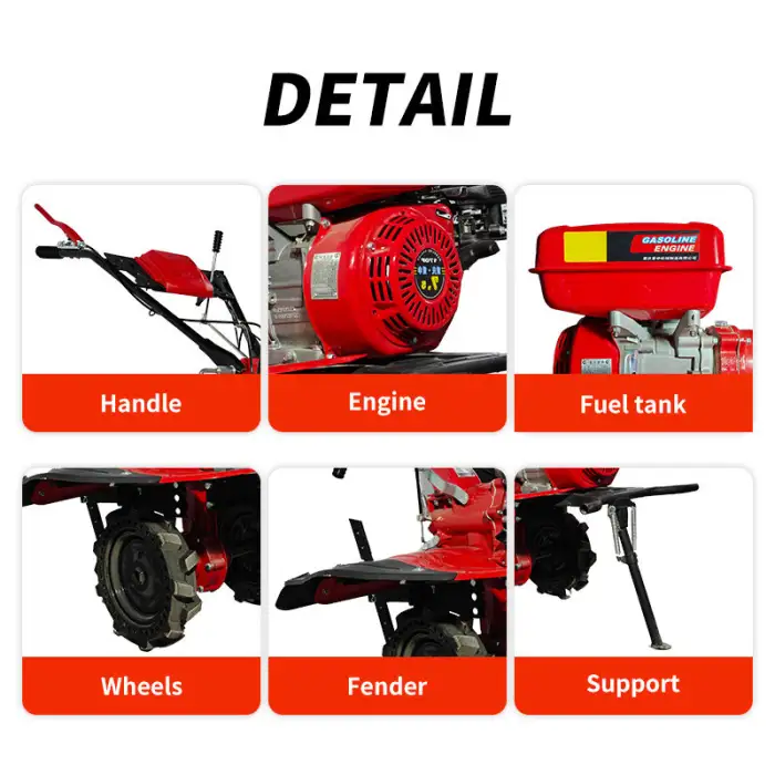 Mini Ploughing Machine 7.5HP Gasoline Agricultural Machinery Equipment Power Tiller Cultivators Farmers Motoculteur