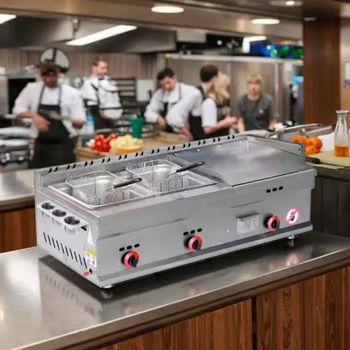 Commercial Fryer + Double Fryer Stainless Steel Equipment Gas Machine Used in Restaurant