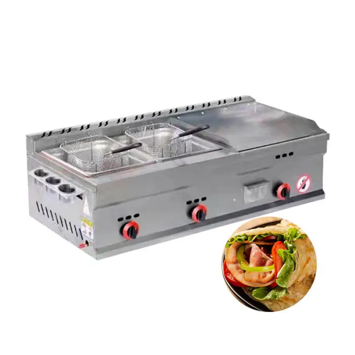 Commercial Fryer + Double Fryer Stainless Steel Equipment Gas Machine Used in Restaurant