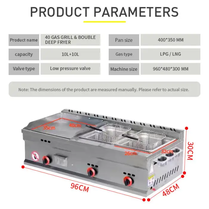 Commercial Fryer + Double Fryer Stainless Steel Equipment Gas Machine Used in Restaurant