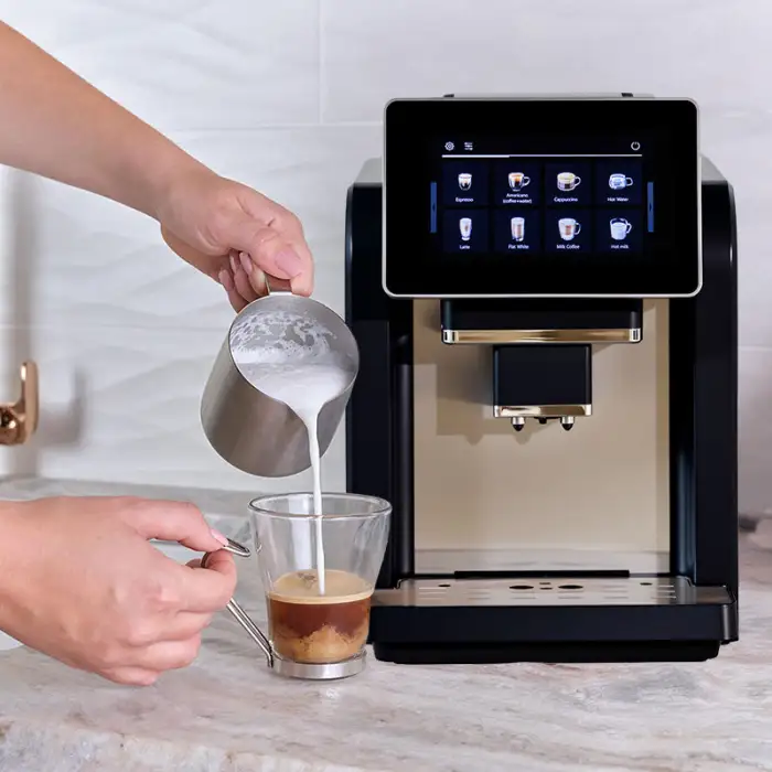 Design Make 21 Kinds of Coffee Beverages 7inch Big Screen Fully Automatic Coffee Machine With Bigger Bean Container