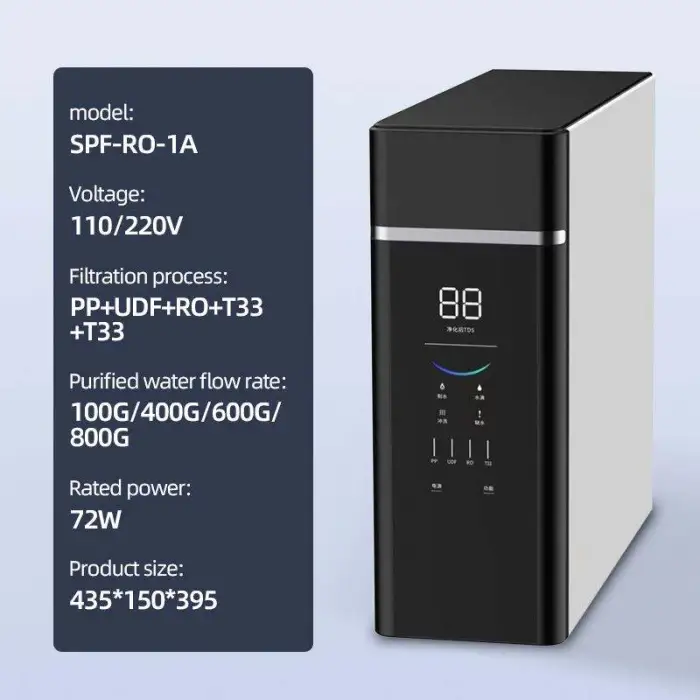 Intelligent Reverse Osmosis Water Purifier System Tankless Electric Household RO Purifier with Intelligent Water Filter