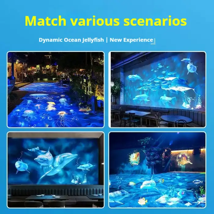 Dual Lens LED Logo Gobo Projector IP65 Waterproof Custom Advertising Lights for Events Dynamic Sea Ocean Decoration
