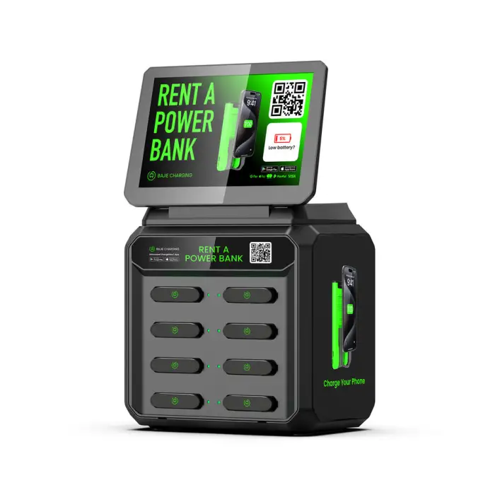 With Screen Rental Station for Commercial Outdoor Cafe Restaurant APP Rental Software 8 Slot Online Payment Rental Station