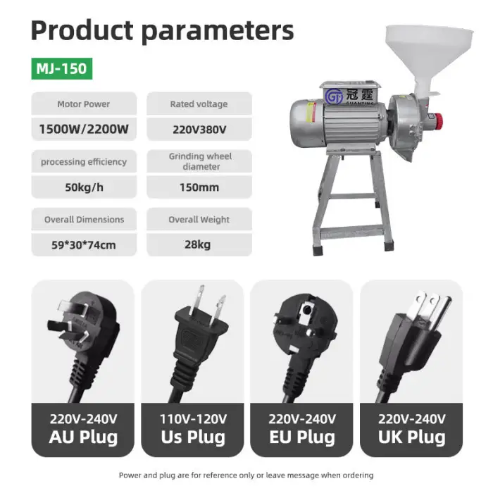 Electric Feed Milling Machine Wet and Dry Wheat Grain Corn Crusher Corn Grain Rice Coffee Bean Wheat Flour Mill Grain Grinder