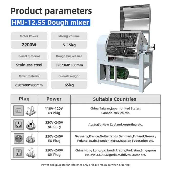 Automatic Dough Mixer - 12.5 kg Horizontal Dough Mixer Machine