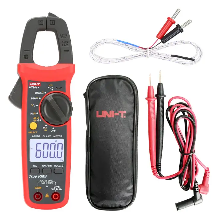 204+ Digital Clamp Meter 600A AC DC Current Voltage True RMS Pliers Ammeter Resistance Capacitance Temperature NCV Tester