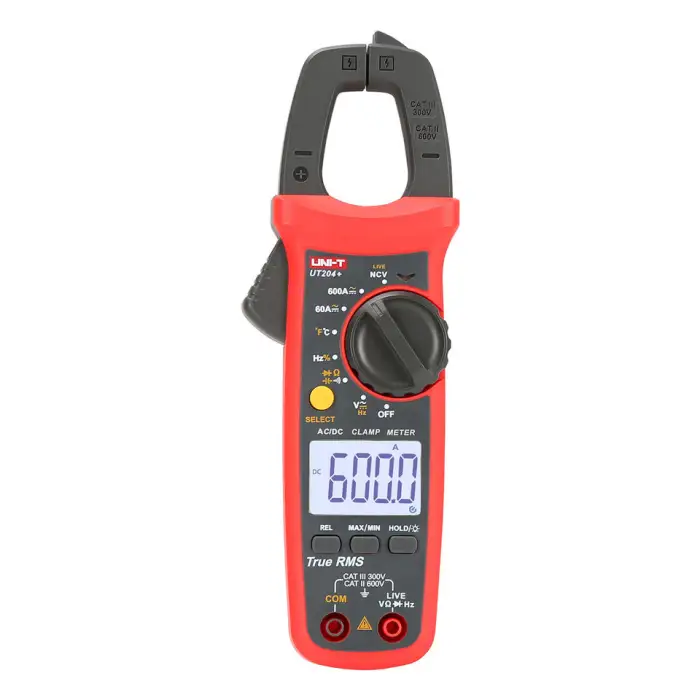 204+ Digital Clamp Meter 600A AC DC Current Voltage True RMS Pliers Ammeter Resistance Capacitance Temperature NCV Tester