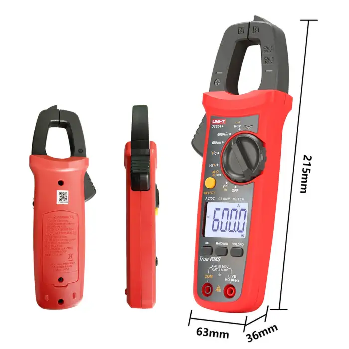 204+ Digital Clamp Meter 600A AC DC Current Voltage True RMS Pliers Ammeter Resistance Capacitance Temperature NCV Tester
