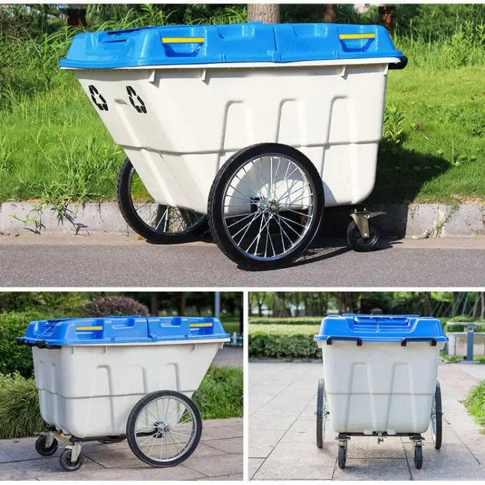 400L Hdpe Garbage Bin With Wheels and Lid Plastic Trash Bin