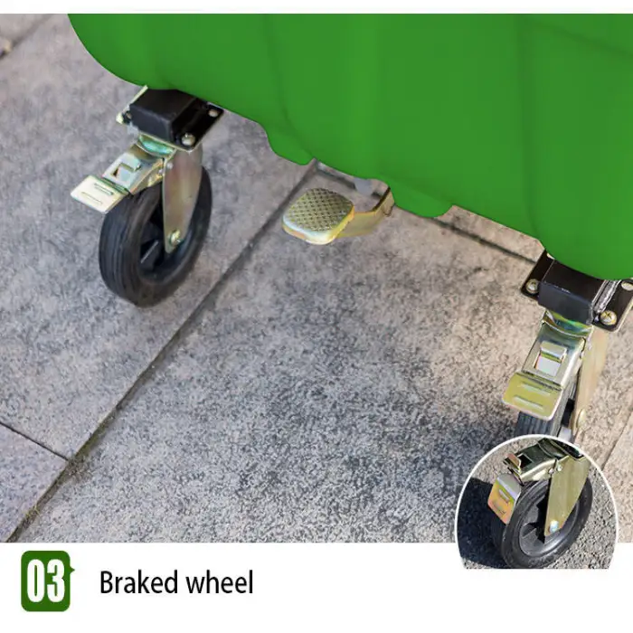 400L Hdpe Garbage Bin With Wheels and Lid Plastic Trash Bin