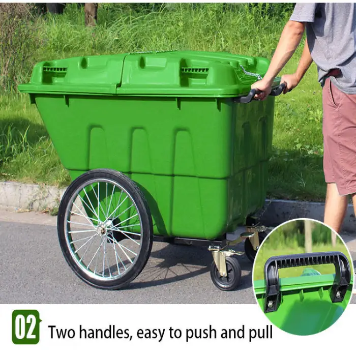 400L Hdpe Garbage Bin With Wheels and Lid Plastic Trash Bin