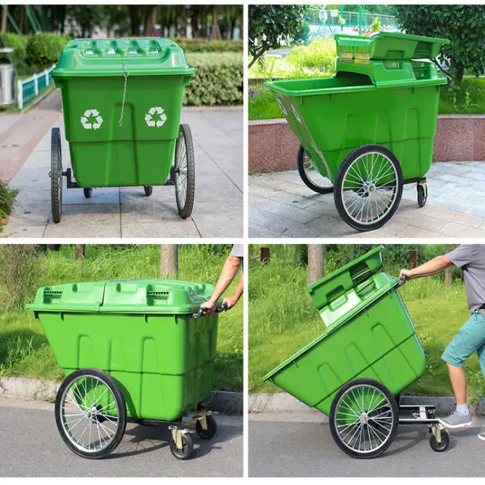 400L Hdpe Garbage Bin With Wheels and Lid Plastic Trash Bin