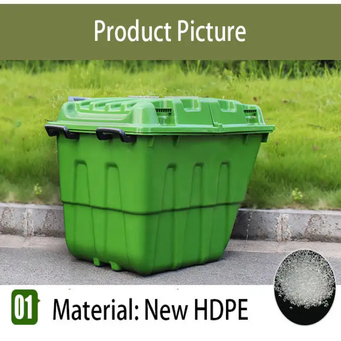 400L Hdpe Garbage Bin With Wheels and Lid Plastic Trash Bin