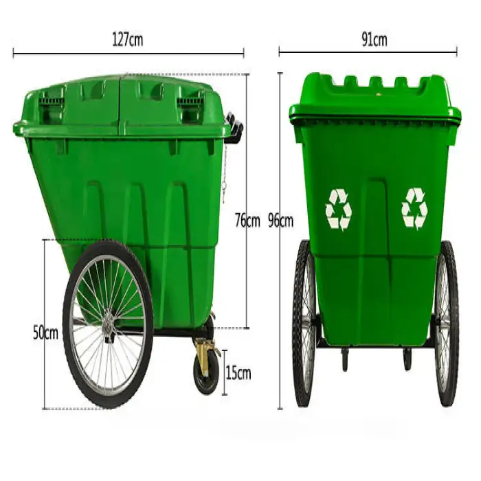 400L Hdpe Garbage Bin With Wheels and Lid Plastic Trash Bin