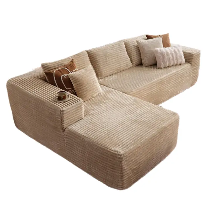 Modern Vacuum Compressed Sofa Plush Corduroy Sectional Sofa Living Room Bedroom Recliner Lazy Sofa Bed