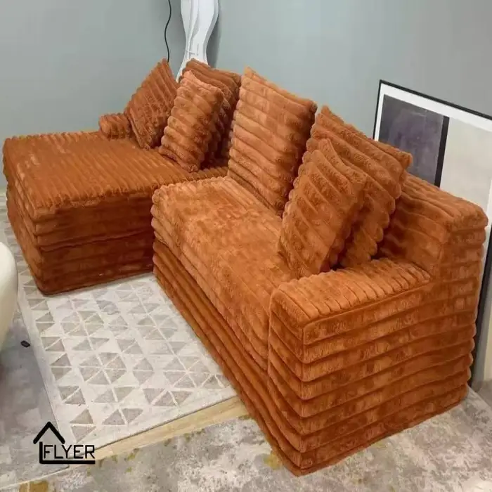 Modern Vacuum Compressed Sofa Plush Corduroy Sectional Sofa Living Room Bedroom Recliner Lazy Sofa Bed
