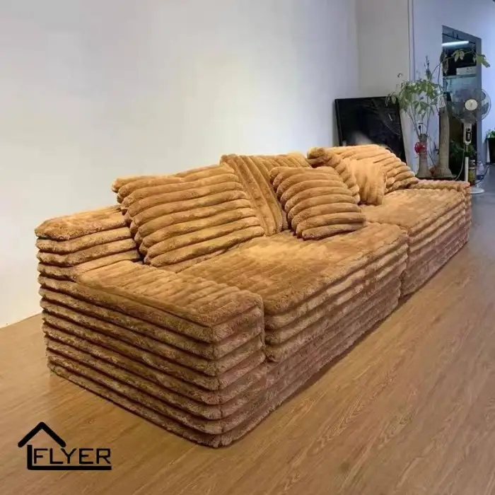 Modern Vacuum Compressed Sofa Plush Corduroy Sectional Sofa Living Room Bedroom Recliner Lazy Sofa Bed