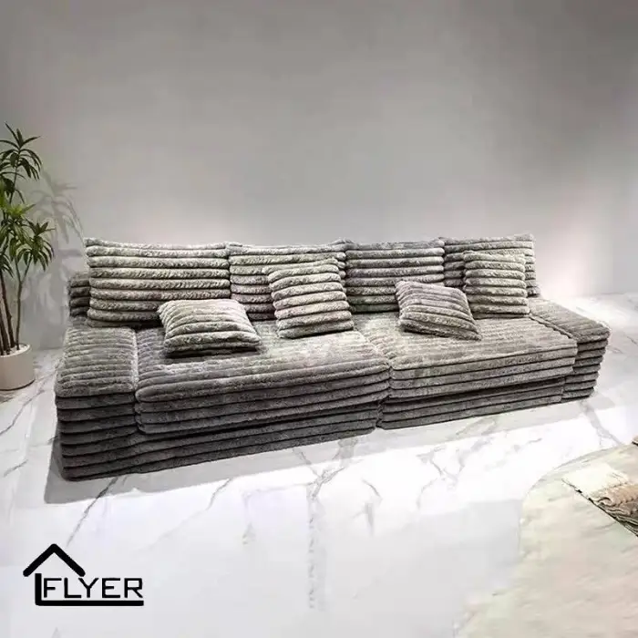 Modern Vacuum Compressed Sofa Plush Corduroy Sectional Sofa Living Room Bedroom Recliner Lazy Sofa Bed