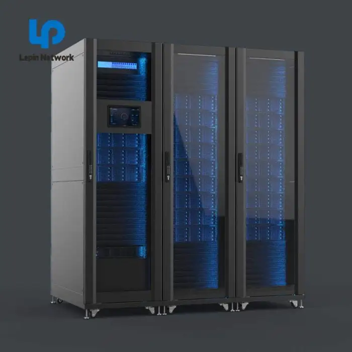 Ningbo Lepin Product Smart Network Cabinrt 42u 19inch Glass Door Black Cabinet for Micromodule Data Center
